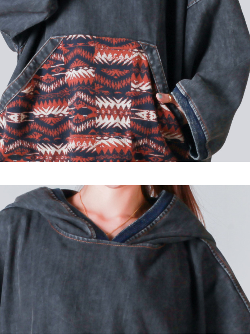 Patch des femmes et décontractés Pull à capuche lâche Pull