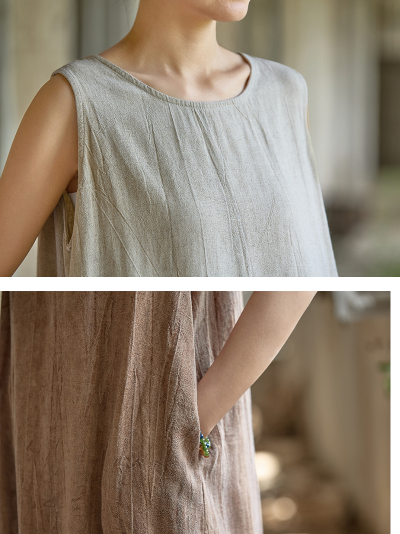 Women's Crew Neck & Sleeveless Dress