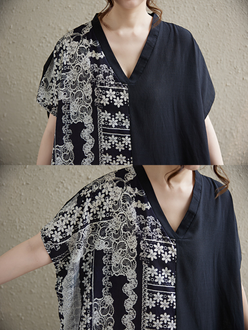 Women's V-neck  Kaftan Dress 