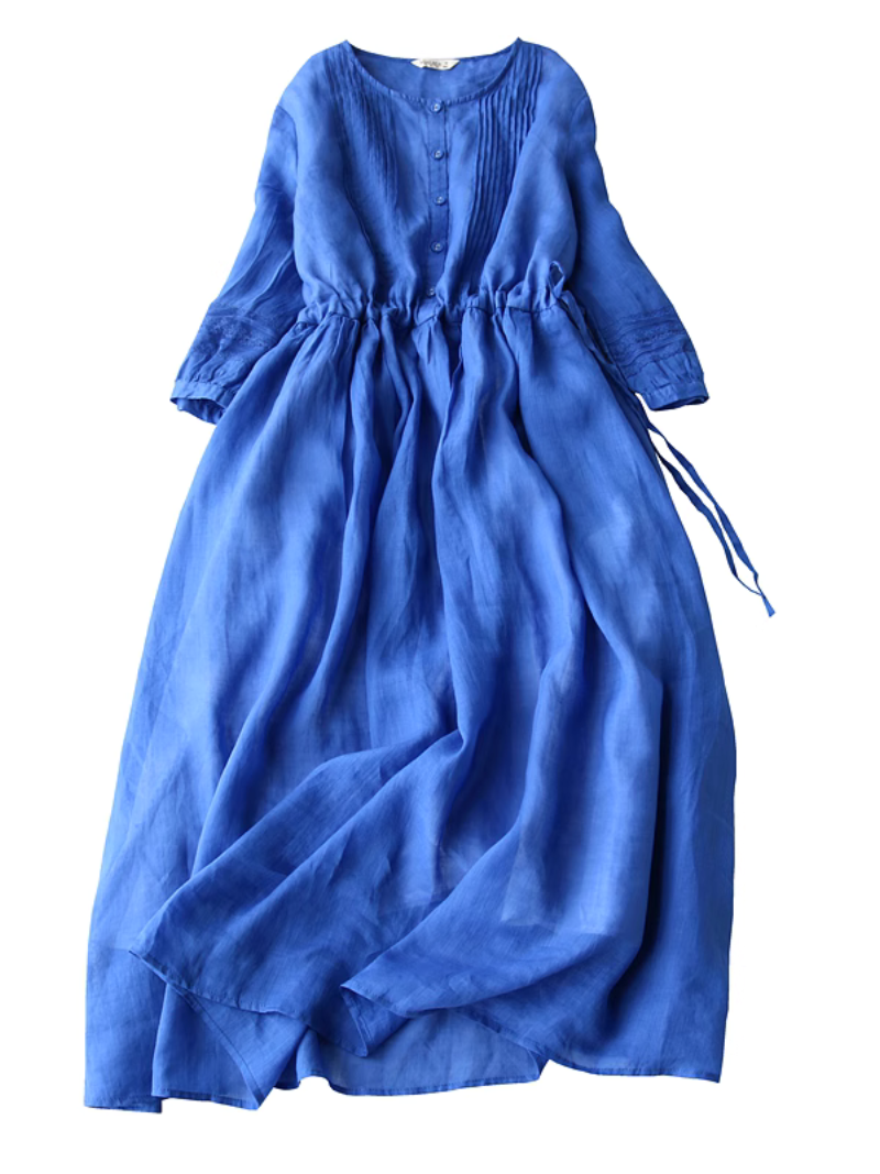 Women's Summer Soft & Cool Lace-Up Waist A-Line Dress