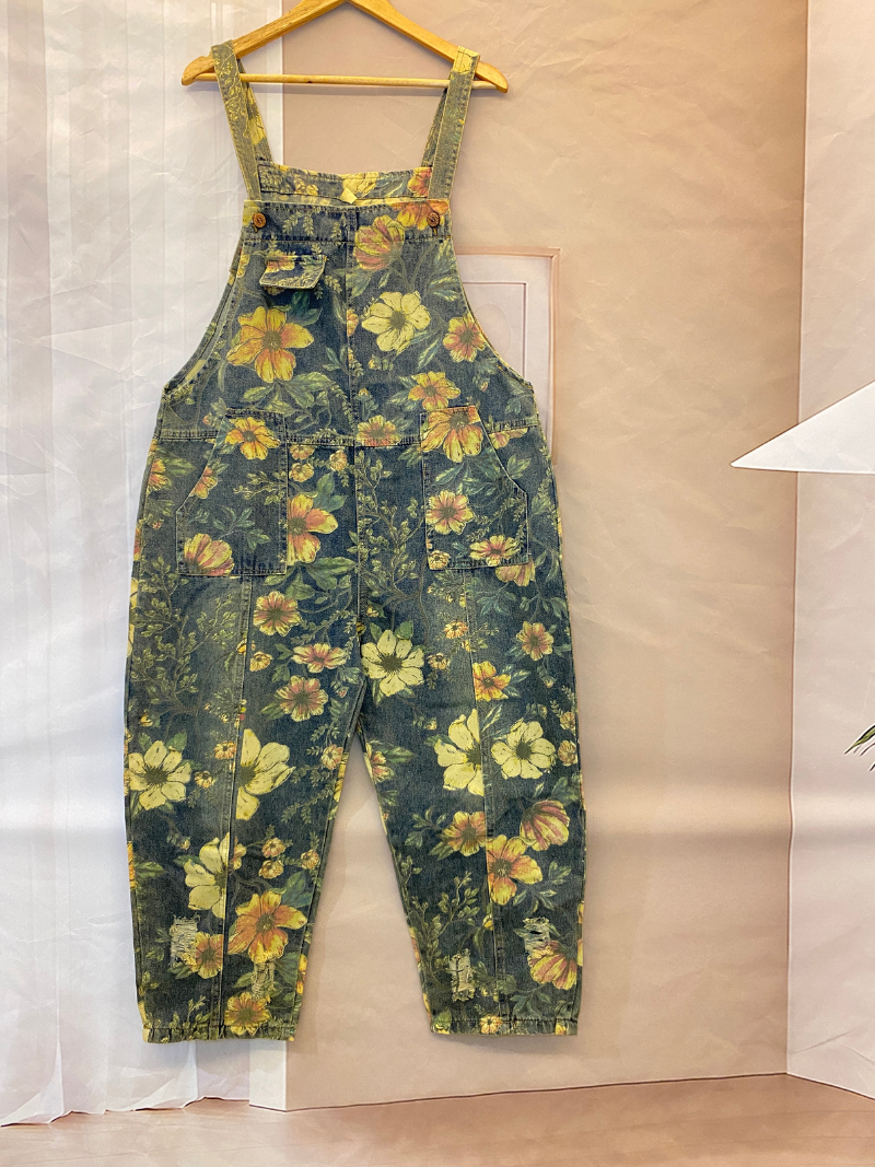 Sauter pour la joie Floral Salopets Dungaree