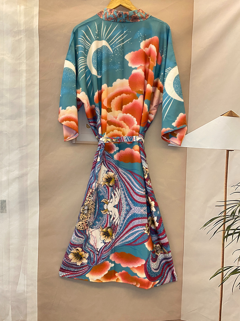 Lightweight elegant silk kimono for women