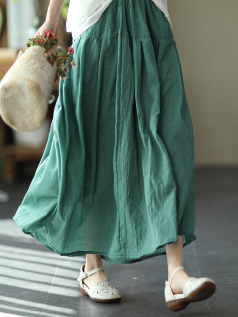 Salia de cor sólida da primavera e verão feminina