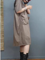 Mulher todos os dias usam camisa de capuz de bolso grande e de comprimento médio casual