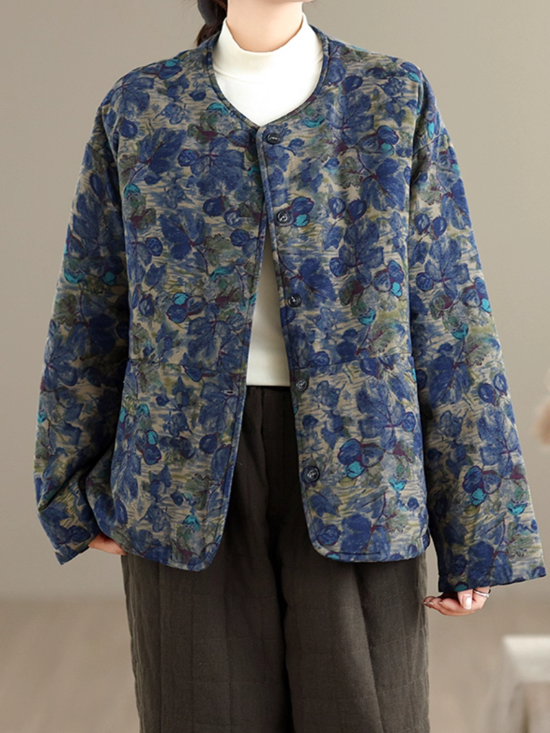 Vintage Floral Padded Jacket – Cozy, Loose-Fit Winter Outerwear