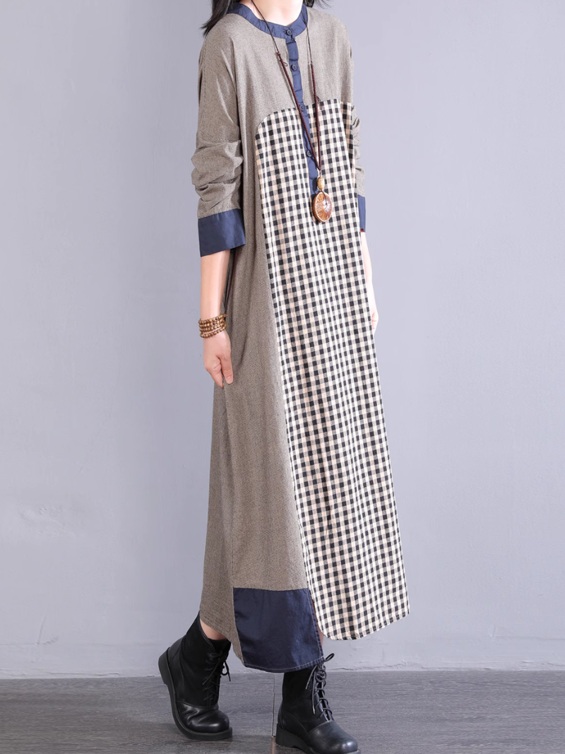 plaid midi shirt dress