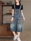 Women's Stylish Summer Look Printed Loose Flower Overalls Dungarees