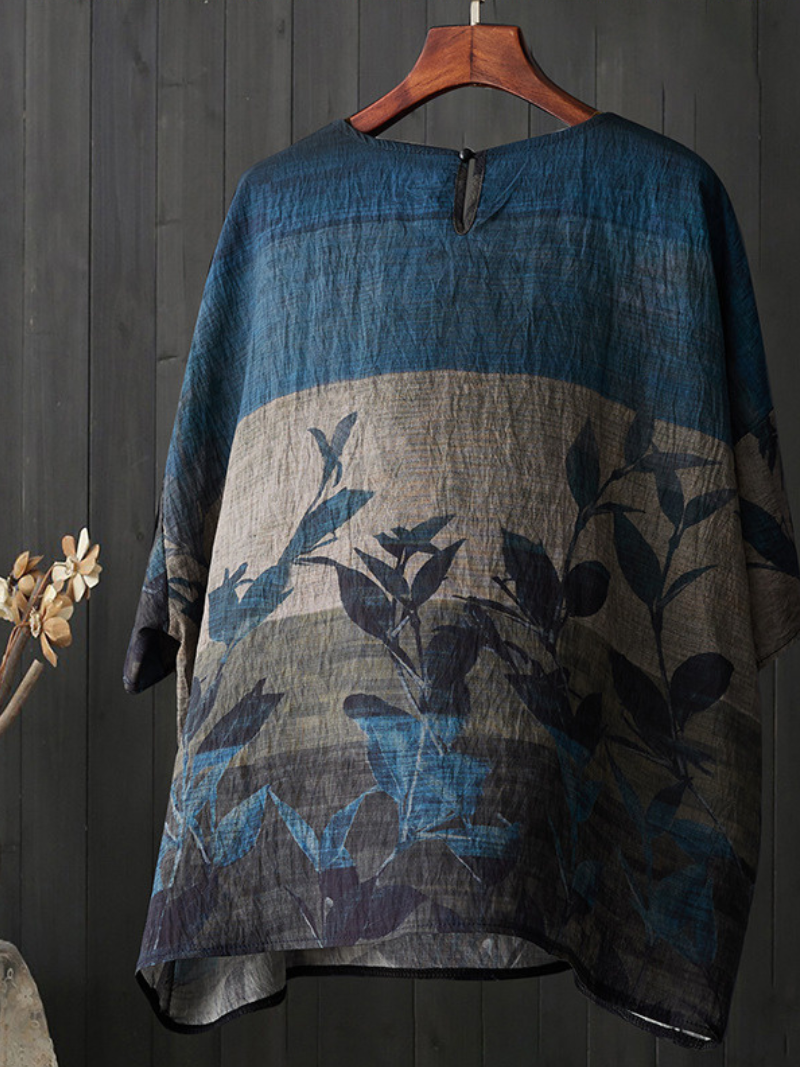 Tops de chemises à cou rond imprimées à la beauté des femmes imprimées