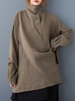 Chic City Tunic for Effortless Days — Asymmetric High-Neck Elegance Top