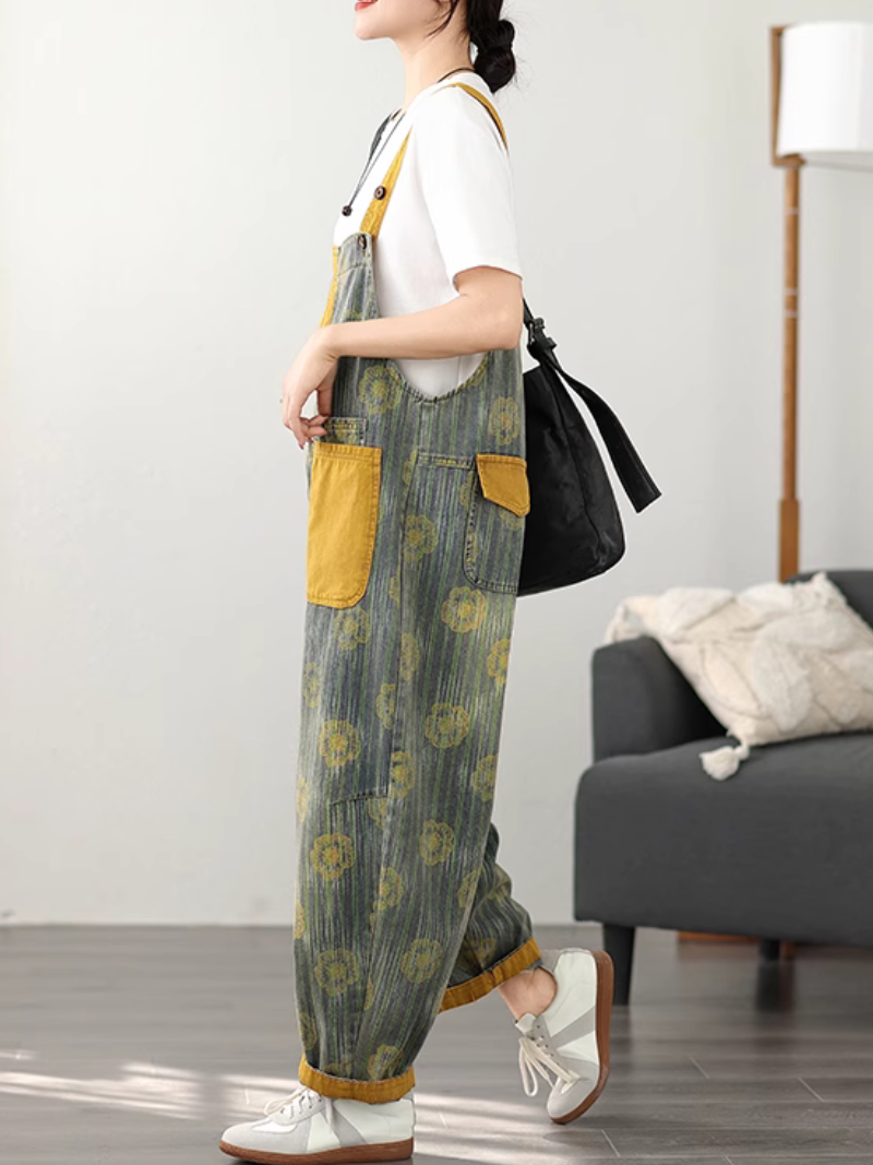 soft denim cotton and polyester women's overalls