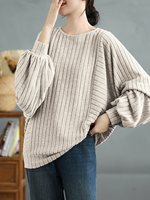 Pull lâche de couleur unie élégante à la mode des femmes