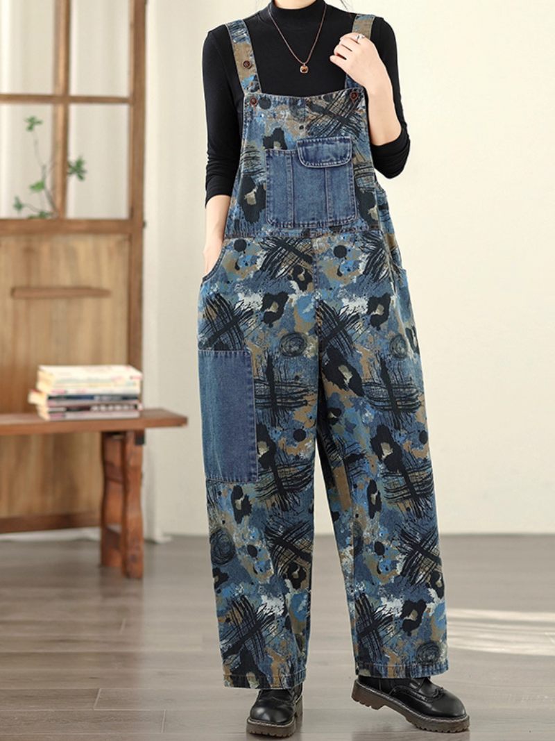 Comfy & Artistic Women's Wide-Leg Denim Overalls | Eva Trends