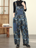 women's wide leg denim jumpsuit