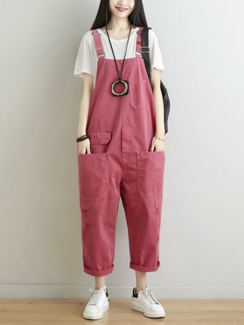 Women's Red Dungarees