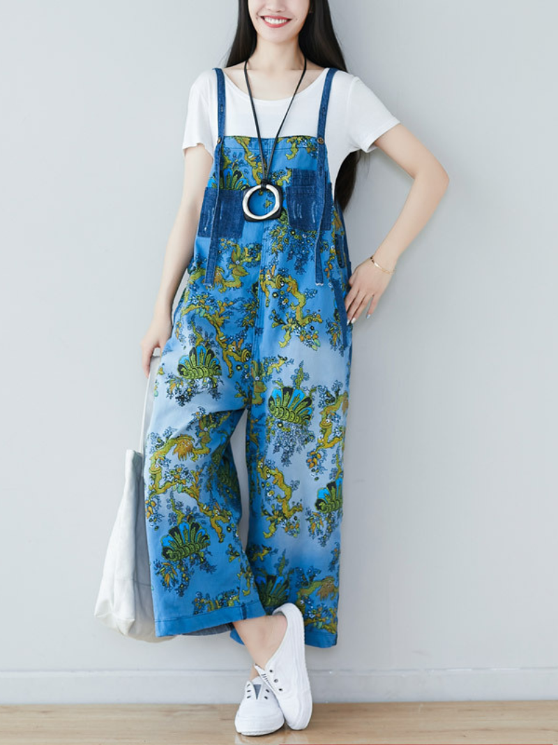 Women's Printed Dungarees
