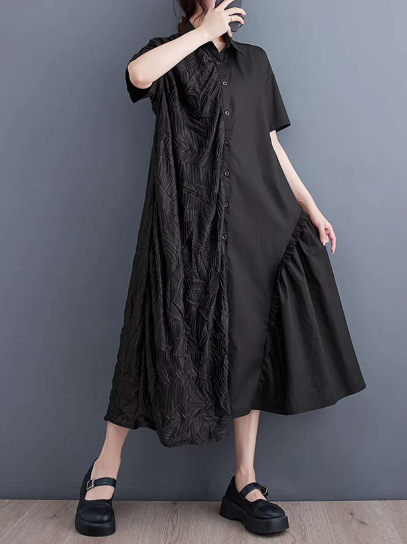 Women's Ruffled A-Line Shirt  Dress