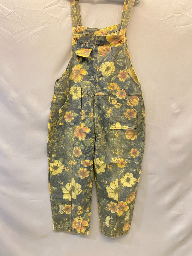 Wildflower Print Dungarees - Loose Tapered Leg Fit