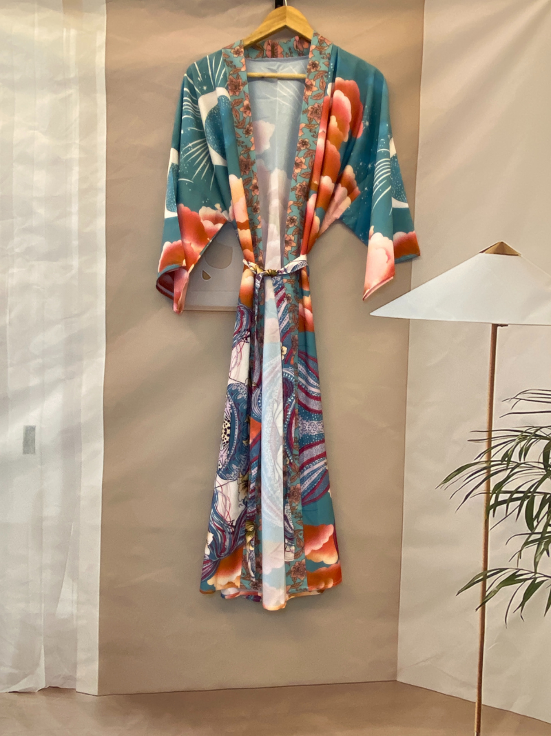 silk kimono for women with floral design