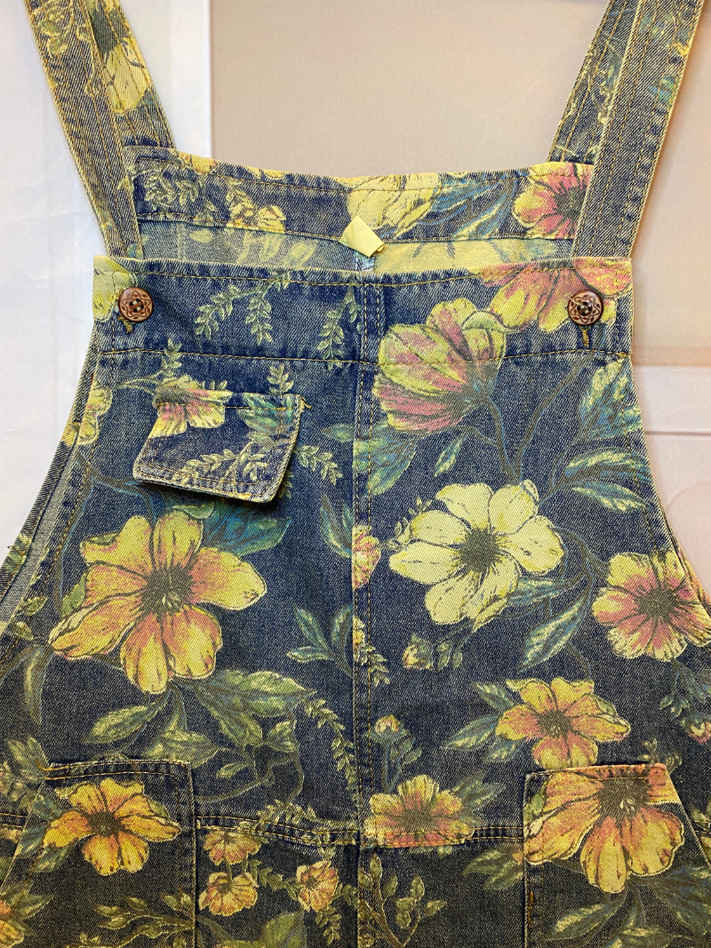 Wildflower Print Dungarees - Loose Tapered Leg Fit