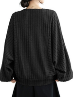 Pull lâche de couleur unie élégante à la mode des femmes