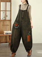 embroidered denim overalls for women