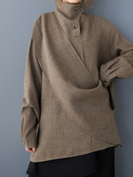 Chic City Tunic for Effortless Days — Asymmetric High-Neck Elegance Top