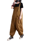 Women's Comfy Solid Color Large Pocket Overalls Dungarees