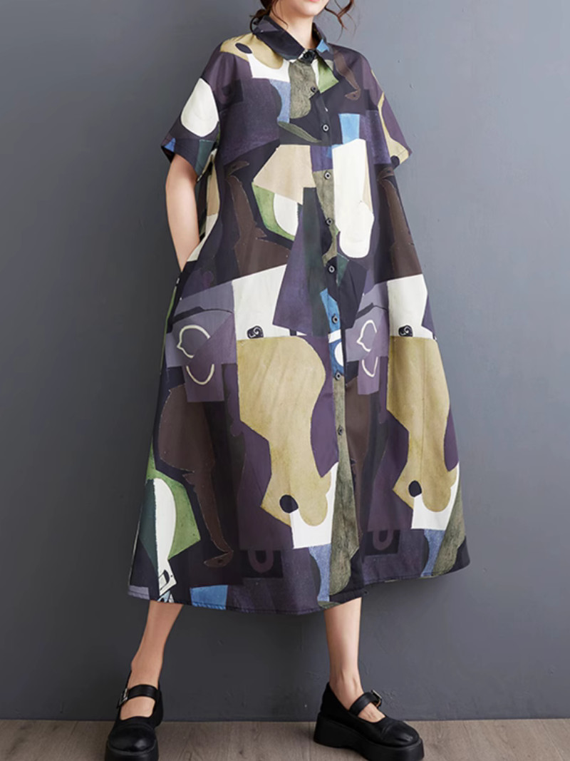 Look élégant et facile à vivre pour femmes robe A-Line imprimée