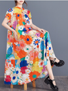 Women's Summer Floral Elegance Large Flower Print Loose A-line Dress