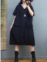 Mulher todos os dias usam camisa de capuz de bolso grande e de comprimento médio casual