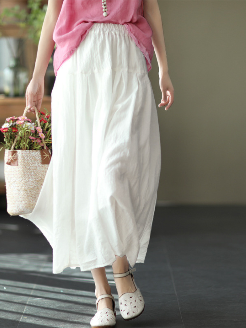 Salia de cor sólida da primavera e verão feminina