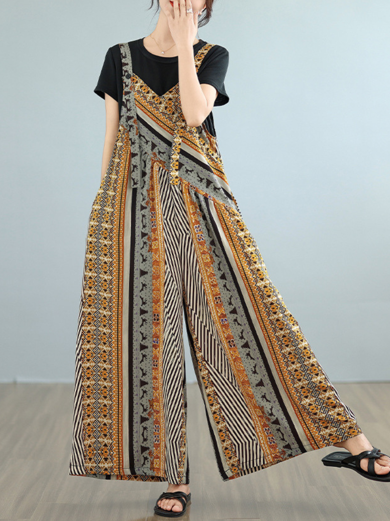 Leichte Damen-Latzhose mit Blumenmuster für den täglichen Gebrauch 