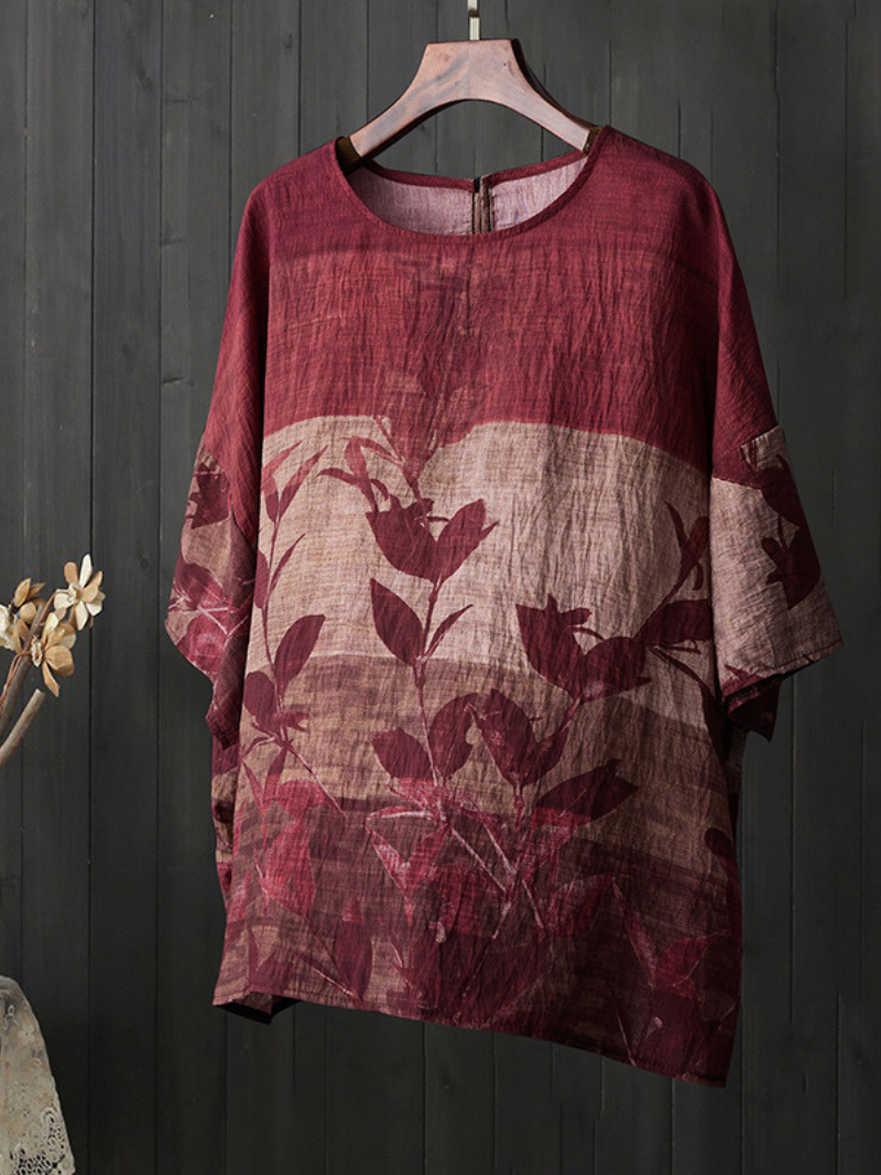 Tops de chemises à cou rond imprimées à la beauté des femmes imprimées