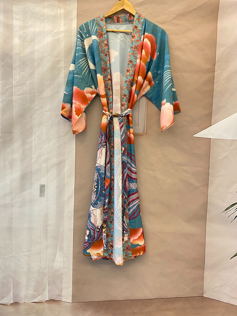 Women’s Silk Floral Kimono with graceful floral pattern