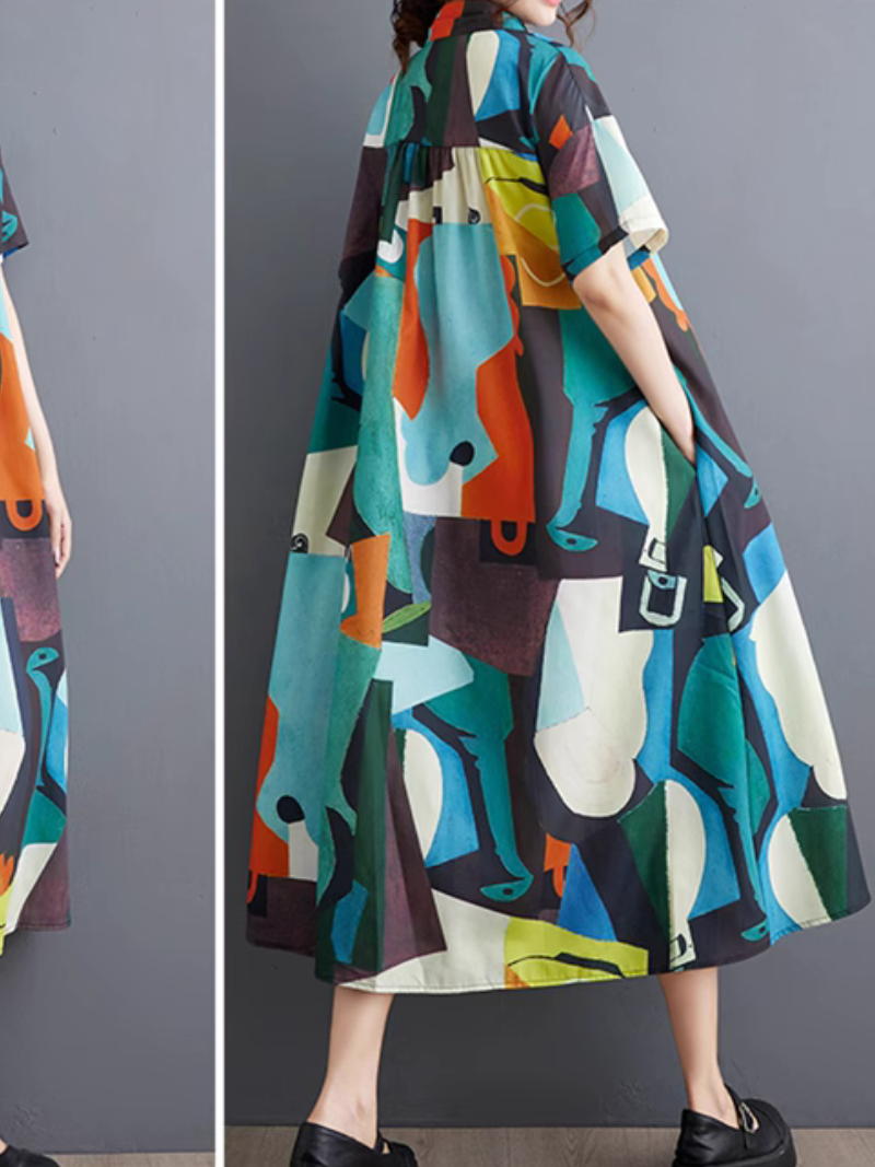 Look élégant et facile à vivre pour femmes robe A-Line imprimée