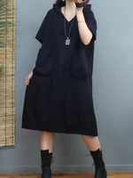 Mulher todos os dias usam camisa de capuz de bolso grande e de comprimento médio casual