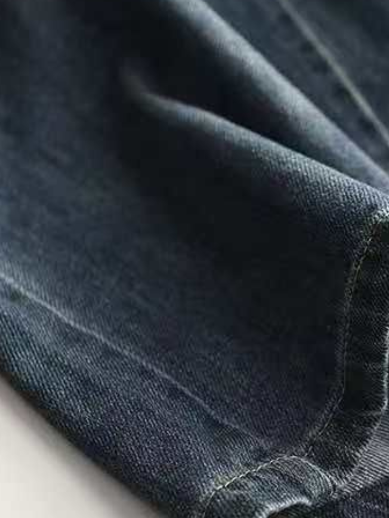 Relaxed Wide-Leg Denim Cotton Jeans with Elastic Waist, Effortless Chic