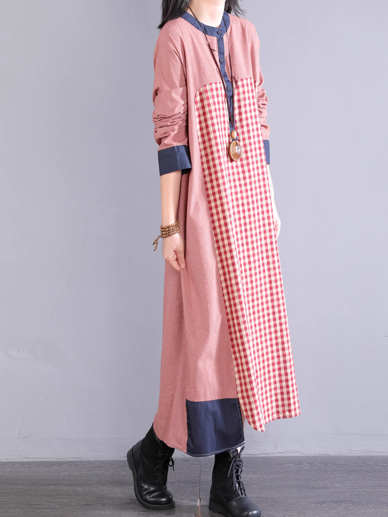 Comfortable plaid midi dress