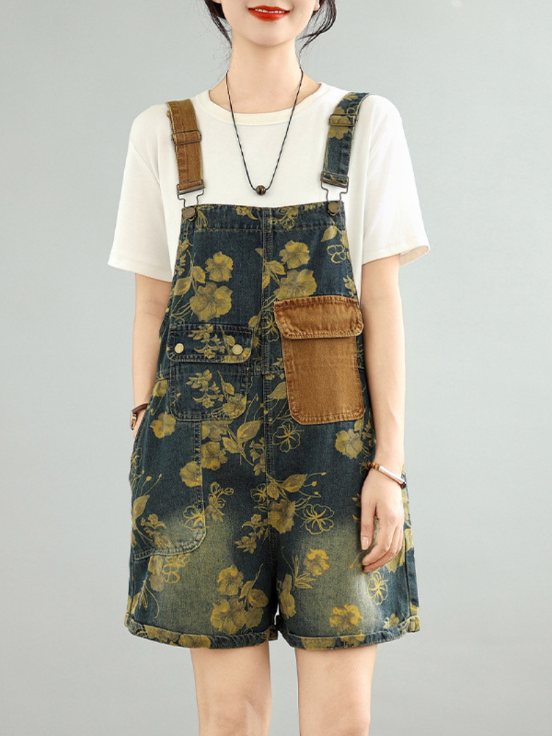 Women's Summer Stylish Wide-Leg Printed  Dungaree