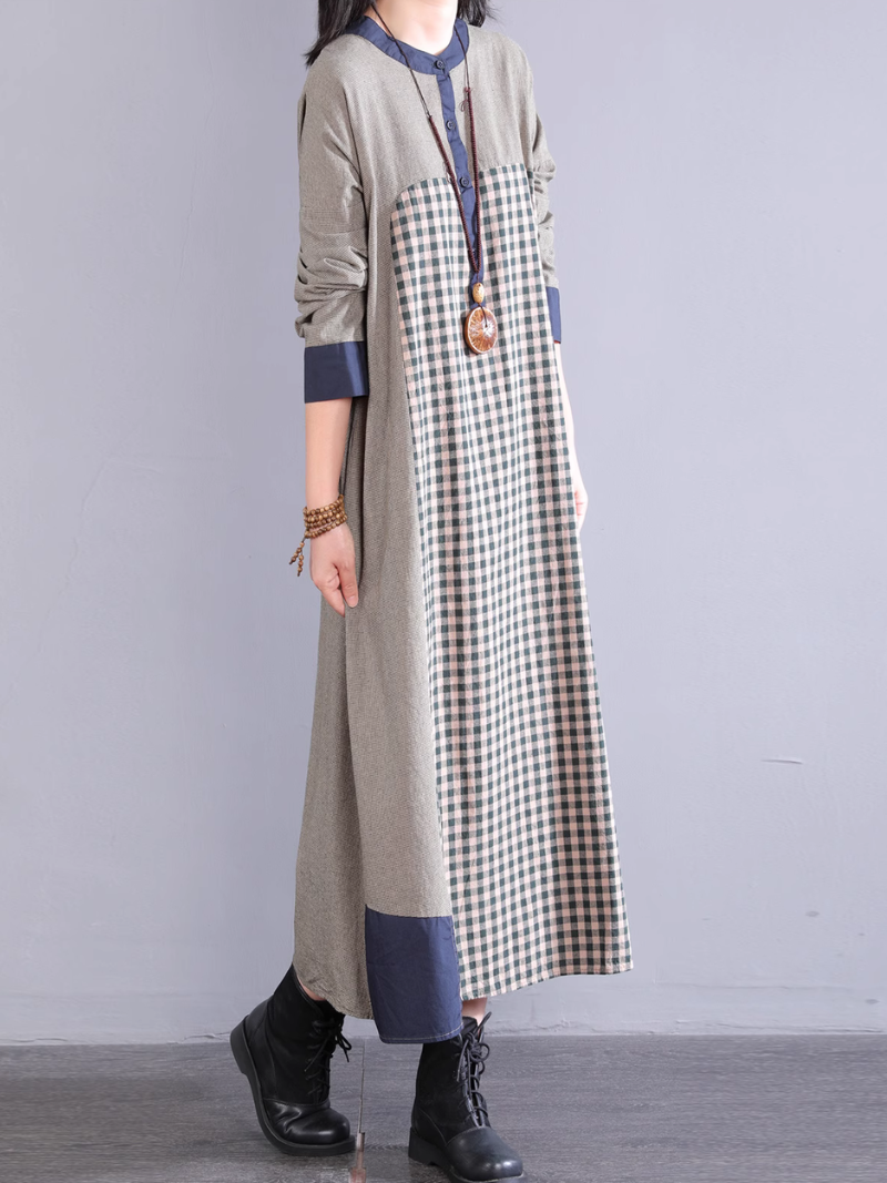 Midi length plaid dress outfit