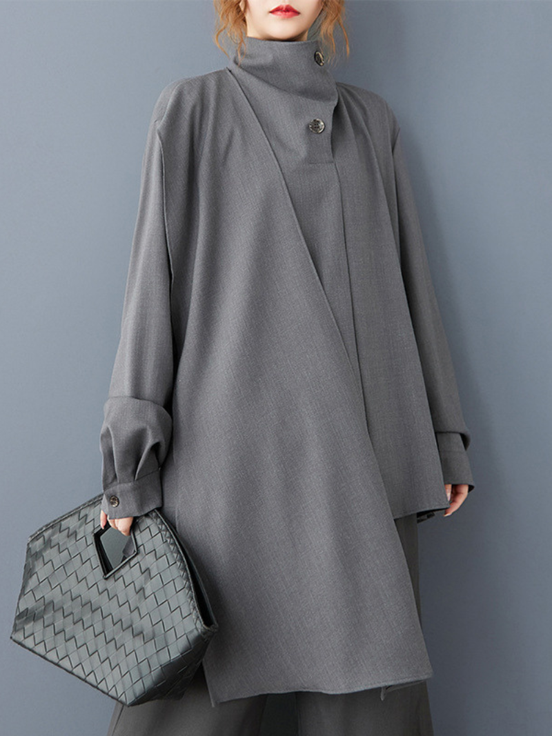 Chic City Tunic for Effortless Days — Asymmetric High-Neck Elegance Top