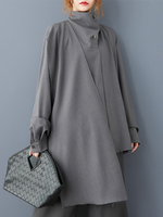 Chic City Tunic for Effortless Days — Asymmetric High-Neck Elegance Top