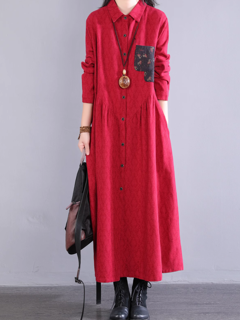 Robe d'été élégante pour femmes avec poches latérales et boutons, coupe trapèze 