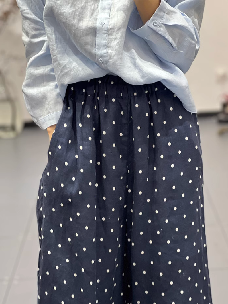 Women's Summer Loose Casual Wide Leg Polka Dot Pants Bottom