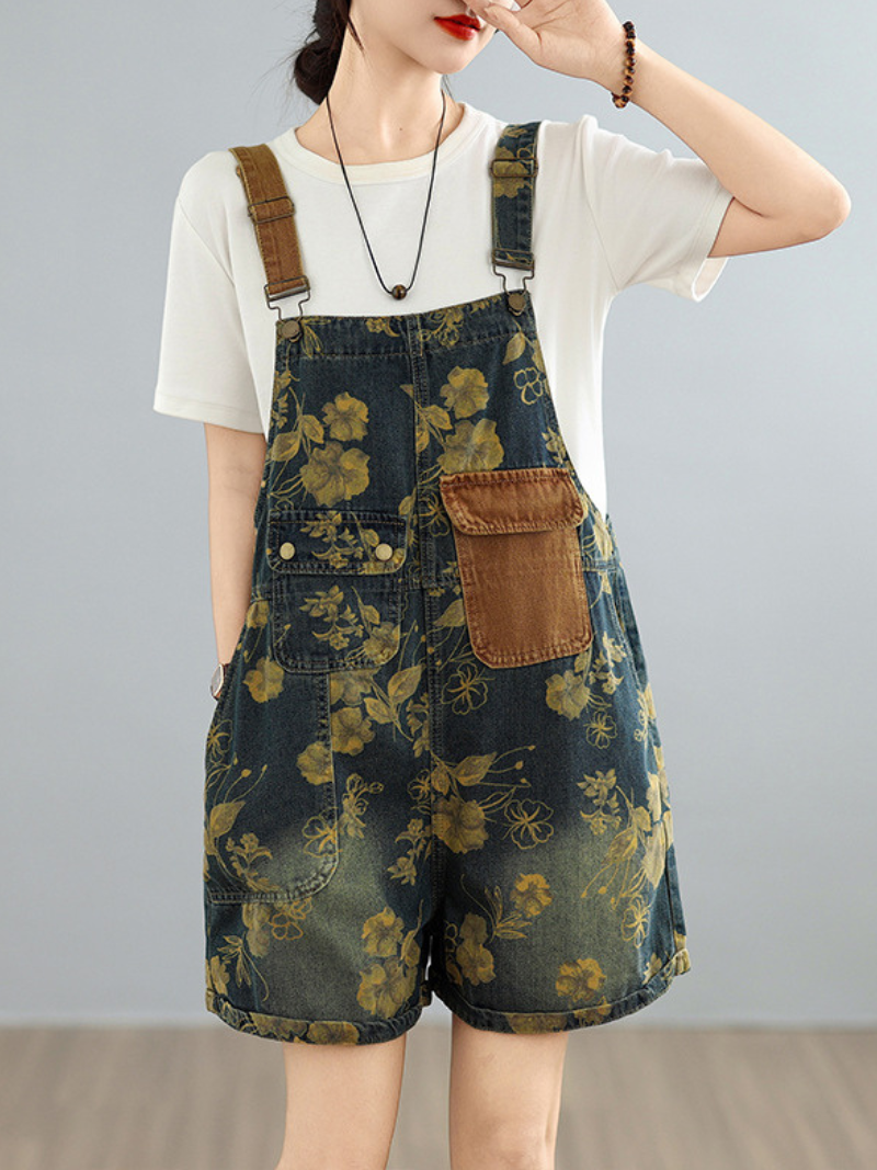 Women's Summer Stylish Wide-Leg Printed  Dungaree