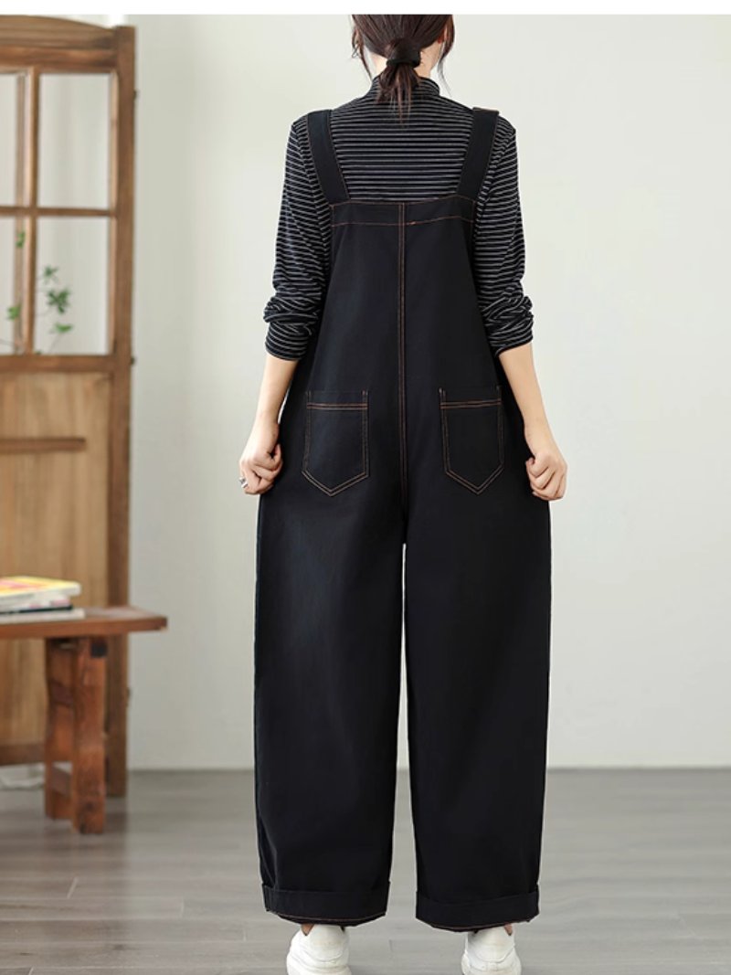 Black dungarees for women