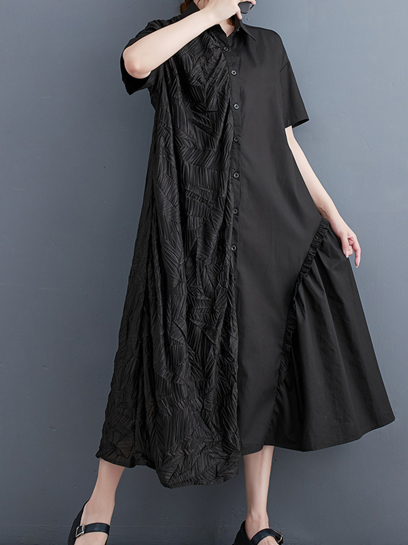 Women's Button A-Line Shirt  Dress