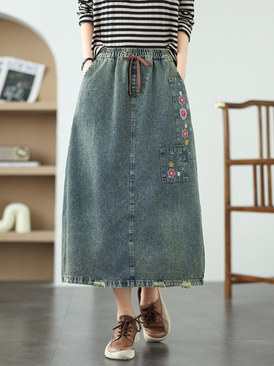 Women's Elegance & Comfy Loose Waist Embroidery Skirt