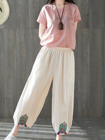 Breezy Weekend Confidence Linen Pants — Embroidered Hem, Effortless, Flattering Fit