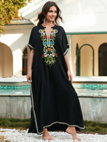 Vestido de kaftanes bordados de rayón transfronterizo de mujeres